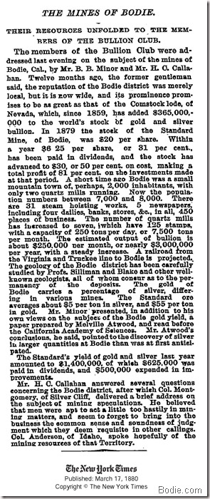 “THE MINES OF BODIE.” - March 17, 1880 - blog.Bodie.com