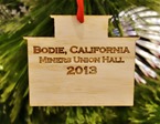2013 Bodie ornament - Miners Union Hall, back - Bodie.com