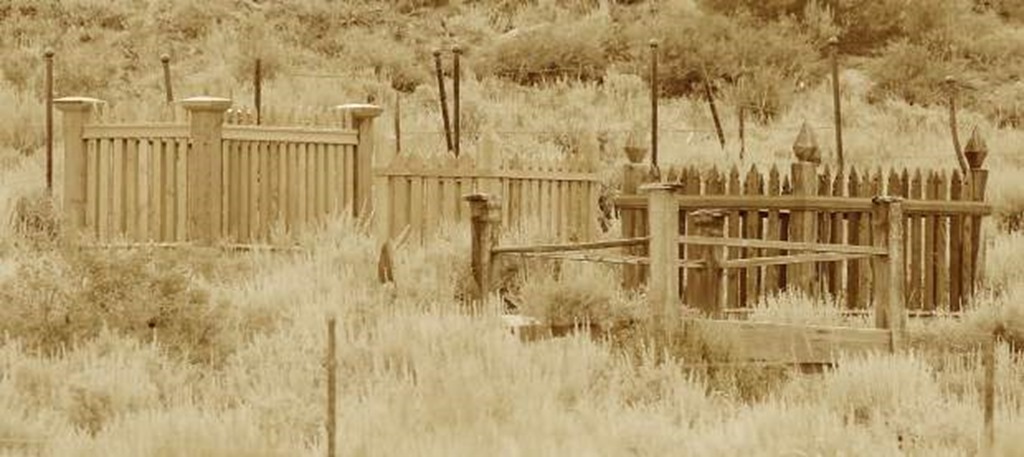 Picket fences using new wood surround cemetery plots. | Bodie.com