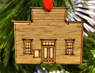 2013 Bodie ornament - Miners Union Hall, front - Bodie.com